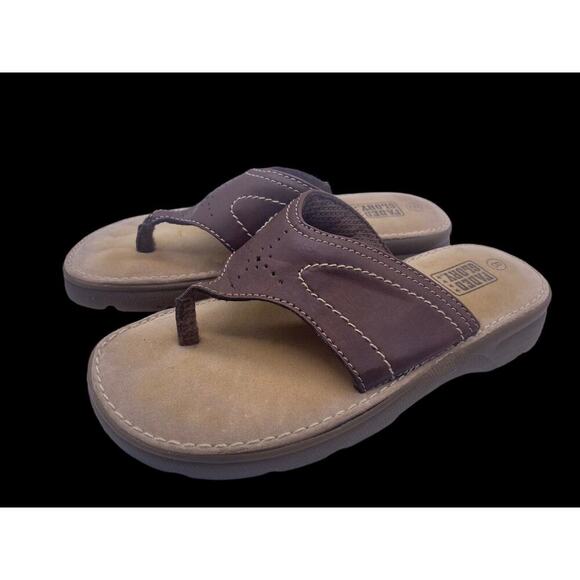 Chunky Platform Sandals Y2K Brown Leather Thong Faded Glory Size 8 Womens Vtg - Picture 2 of 7